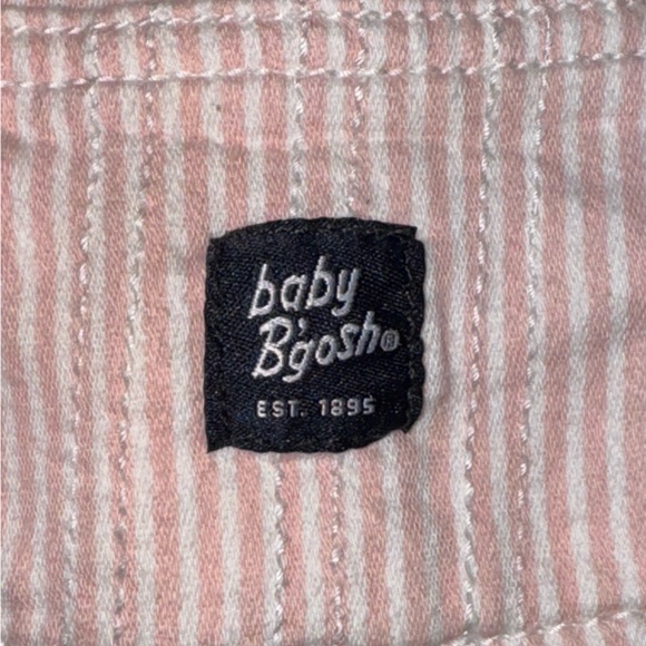 Oshkosh Baby B’Gosh Pink Hickory Railroad Stripe Stretch Overalls w Gold Belt 6M - Picture 3 of 7